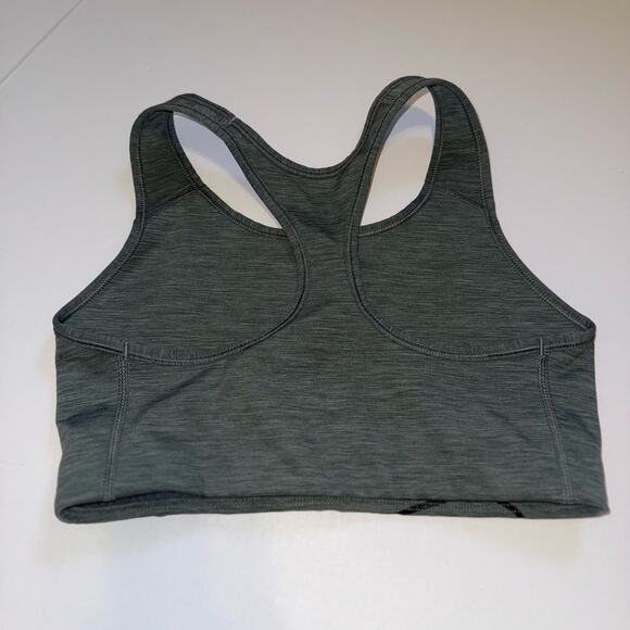 Nike Swoosh Futura Sports Bra Size Medium Gray Racerback Compression Logo Active - Picture 3 of 10